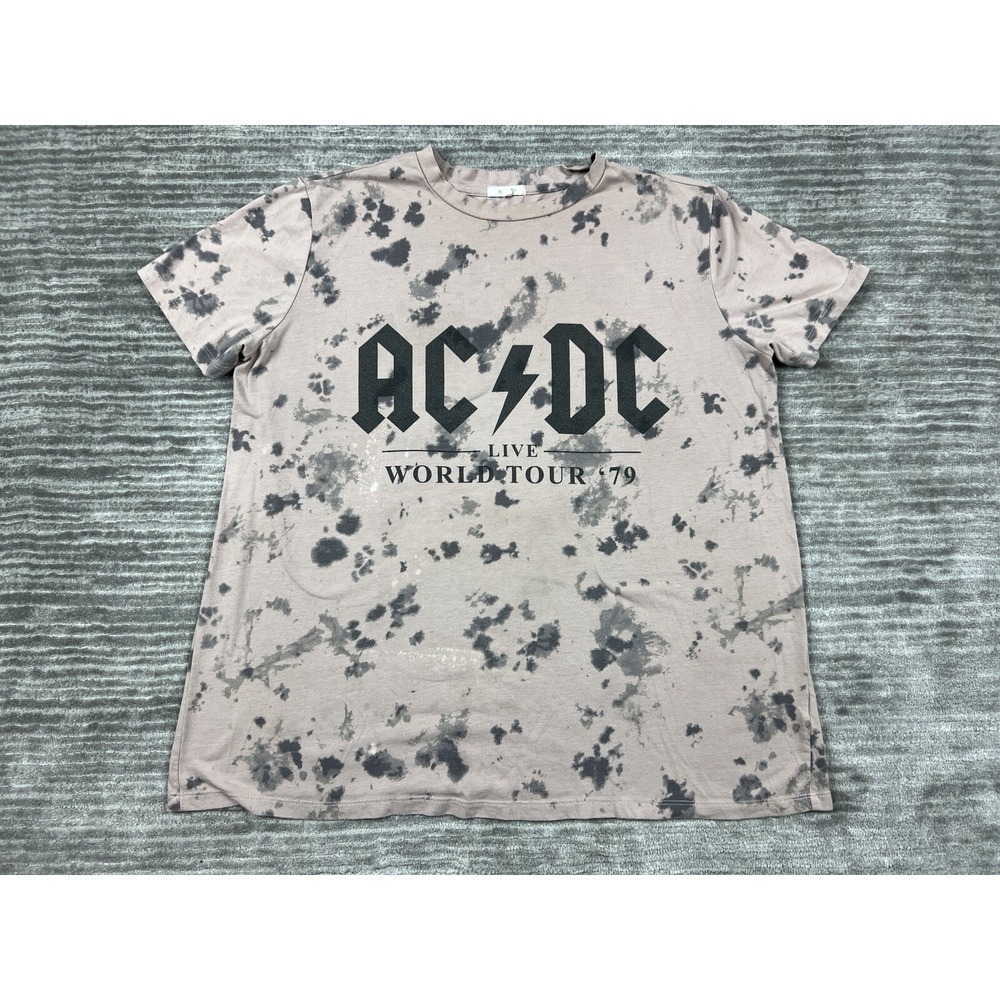 Maurices T-Shirt Womens 0X Mauve AC/DC Live World Tour 79 Tie-Dye Graphic Tee
